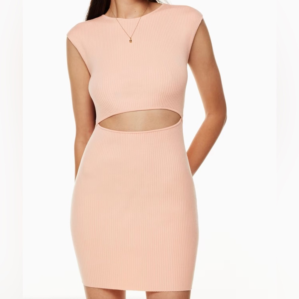 aritzia wilfred cutout knit mini dress